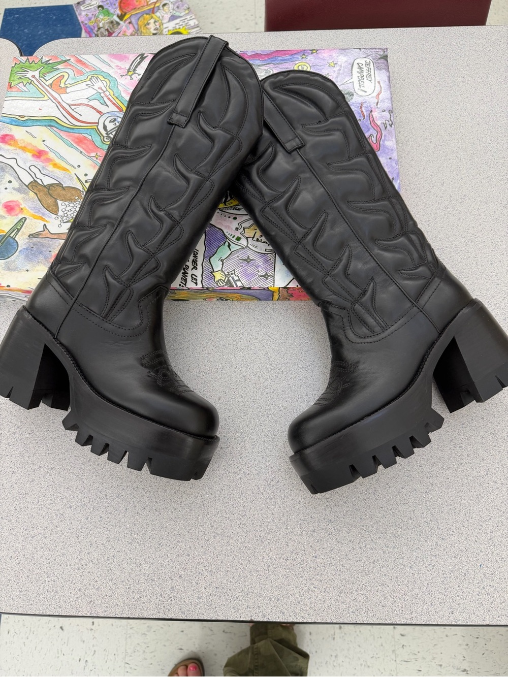 NIB Jeffrey Campbell Honky Tonk chunky cowboy boots. - Picture 4 of 12